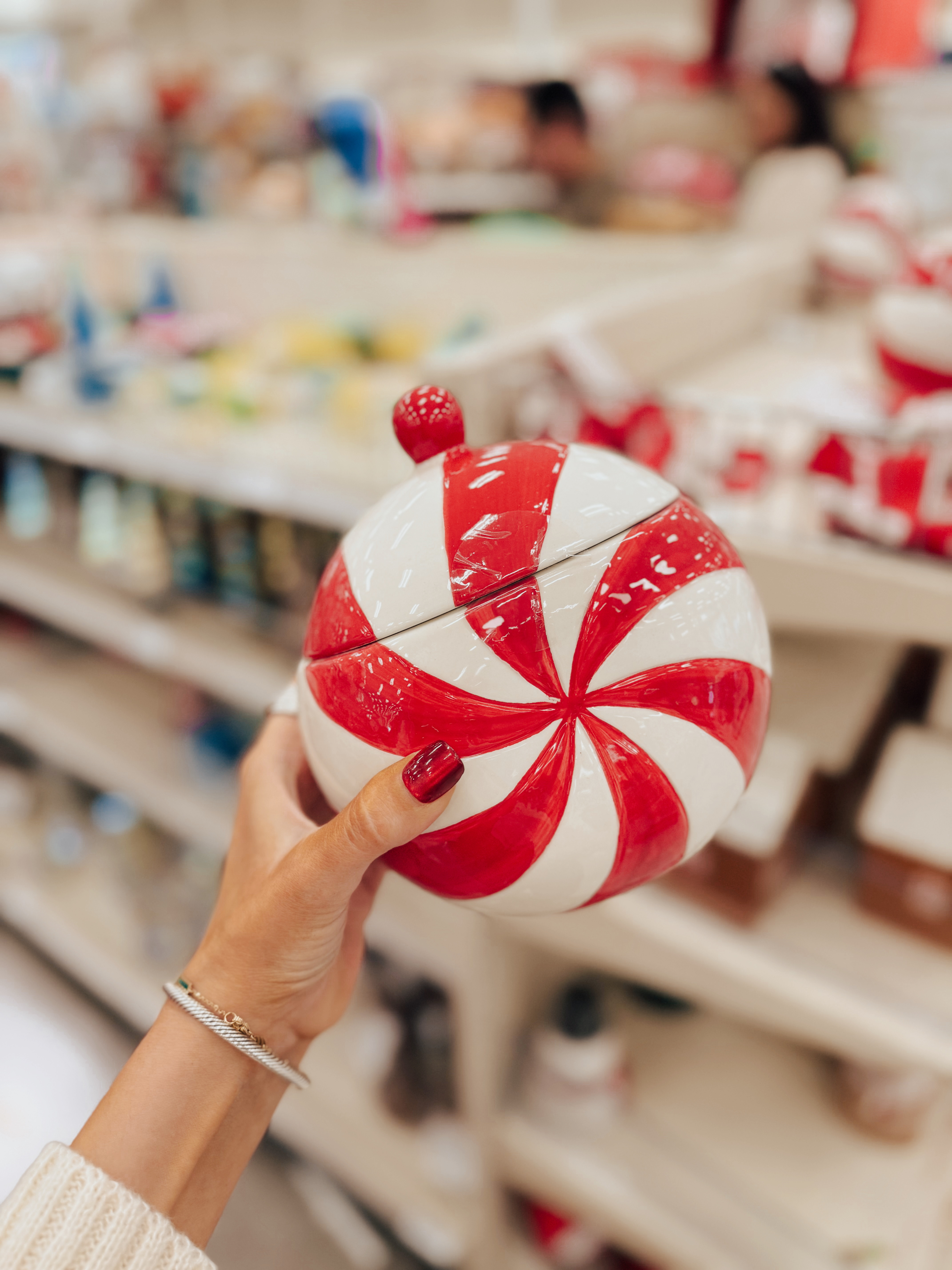 Peppermint candy cookie jar at the target dollar spot! 

#LTKHoliday #LTKSeasonal #LTKHome