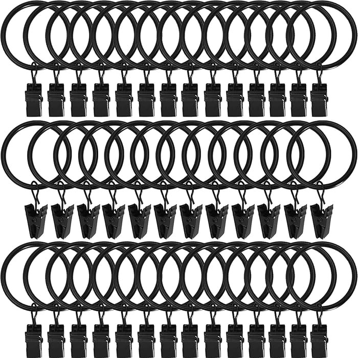 AMZSEVEN 40 Pack Metal Curtain Rings with Clips, Drapery Clips Hooks, Decorative Curtain Rod Clip... | Amazon (US)