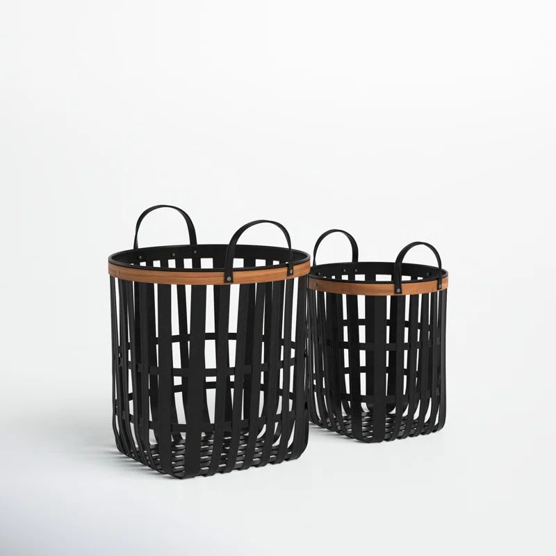 Elke 2 Piece Solid Wood Basket Set | Wayfair North America