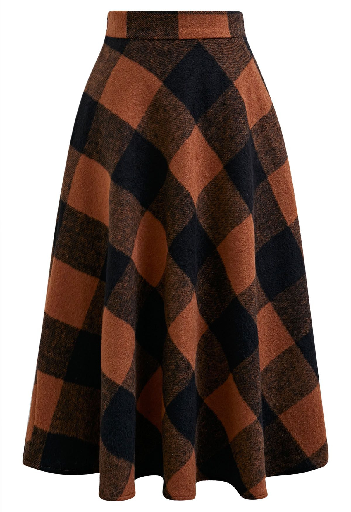 Rustic Fall Charm Check Flare Skirt | Chicwish