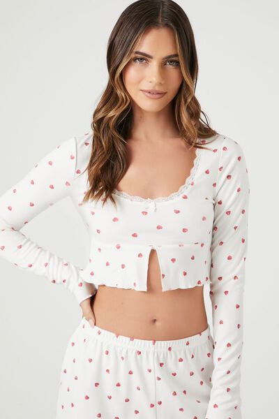 Heart Print Cropped Pajama Top | Forever 21 (US)