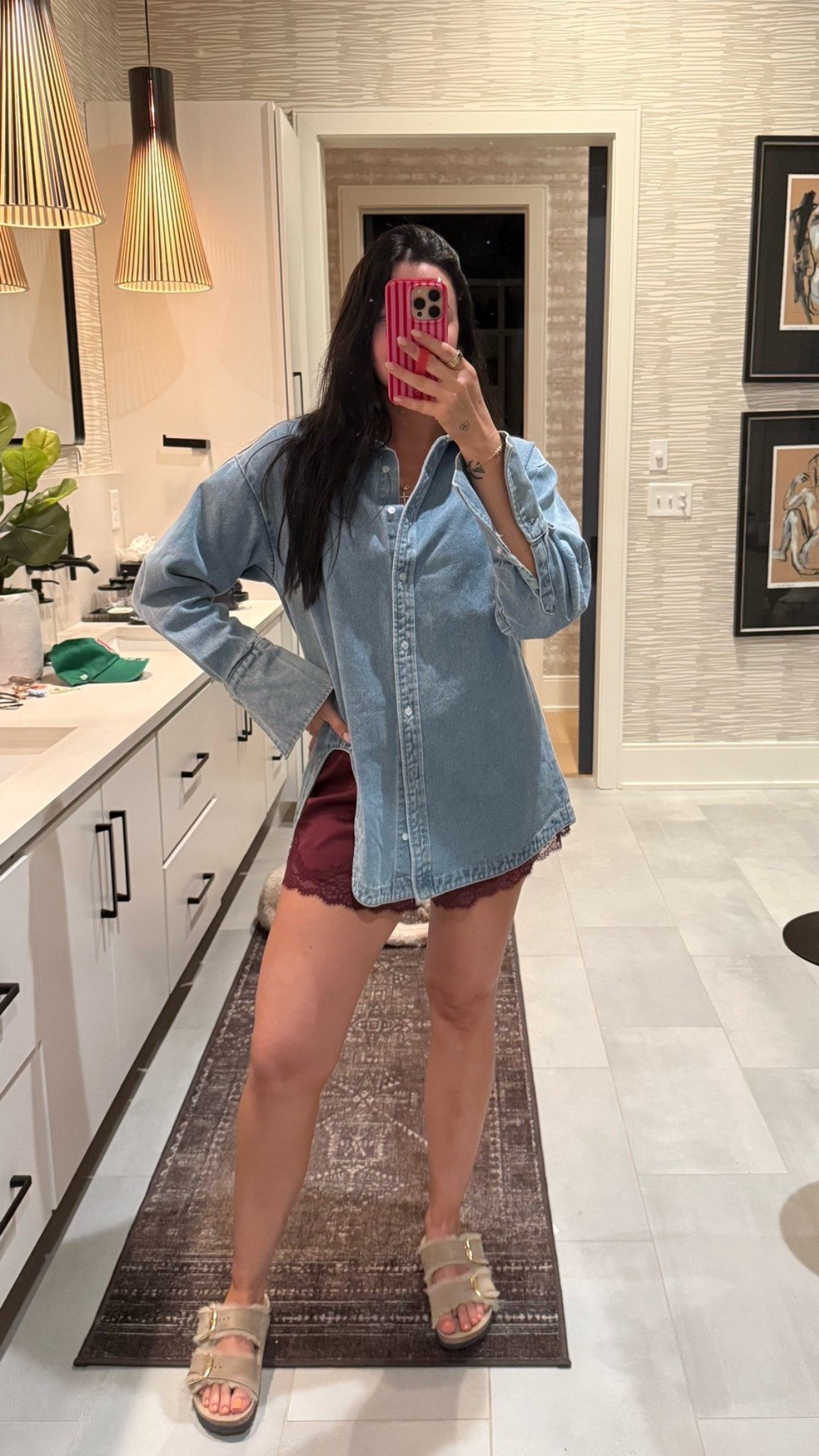 Today’s OOTD. Oversized denim shirt (in an XS) + satin sleep shorts (M)

#LTKmomlife #LTKootd #LTKmorningroutine