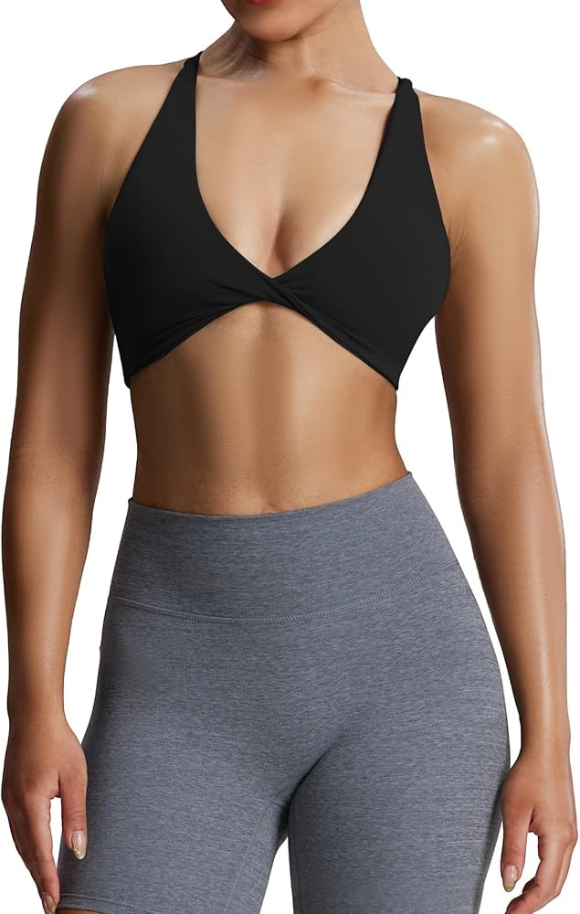 Aoxjox Women's Workout Sports Bras Fitness Sienna Low Impact Bra Yoga Crop Tank | Amazon (US)