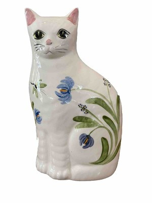 NS Gustin Cat Ceramic Floral 10 Inch Hand Painted Decorative Folk Art Cat | eBay | eBay US