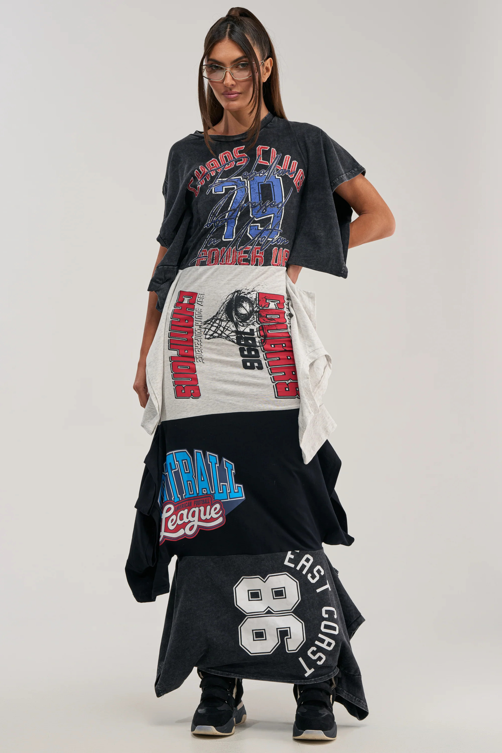 AKIRA Your Biggest Fan Graphic T-Shirt Maxi Dress | Black | Size Large | AKIRA
