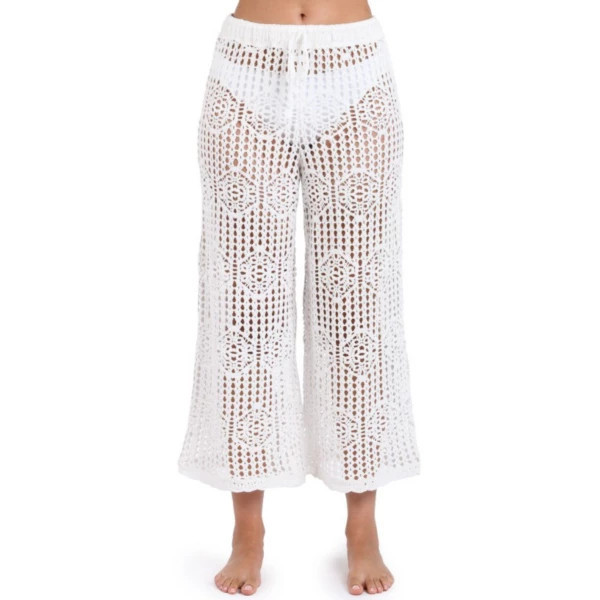 Women's La Blanca Waverly Covers Cropped Pant Swim Cover Up Large Ivory | Scheels