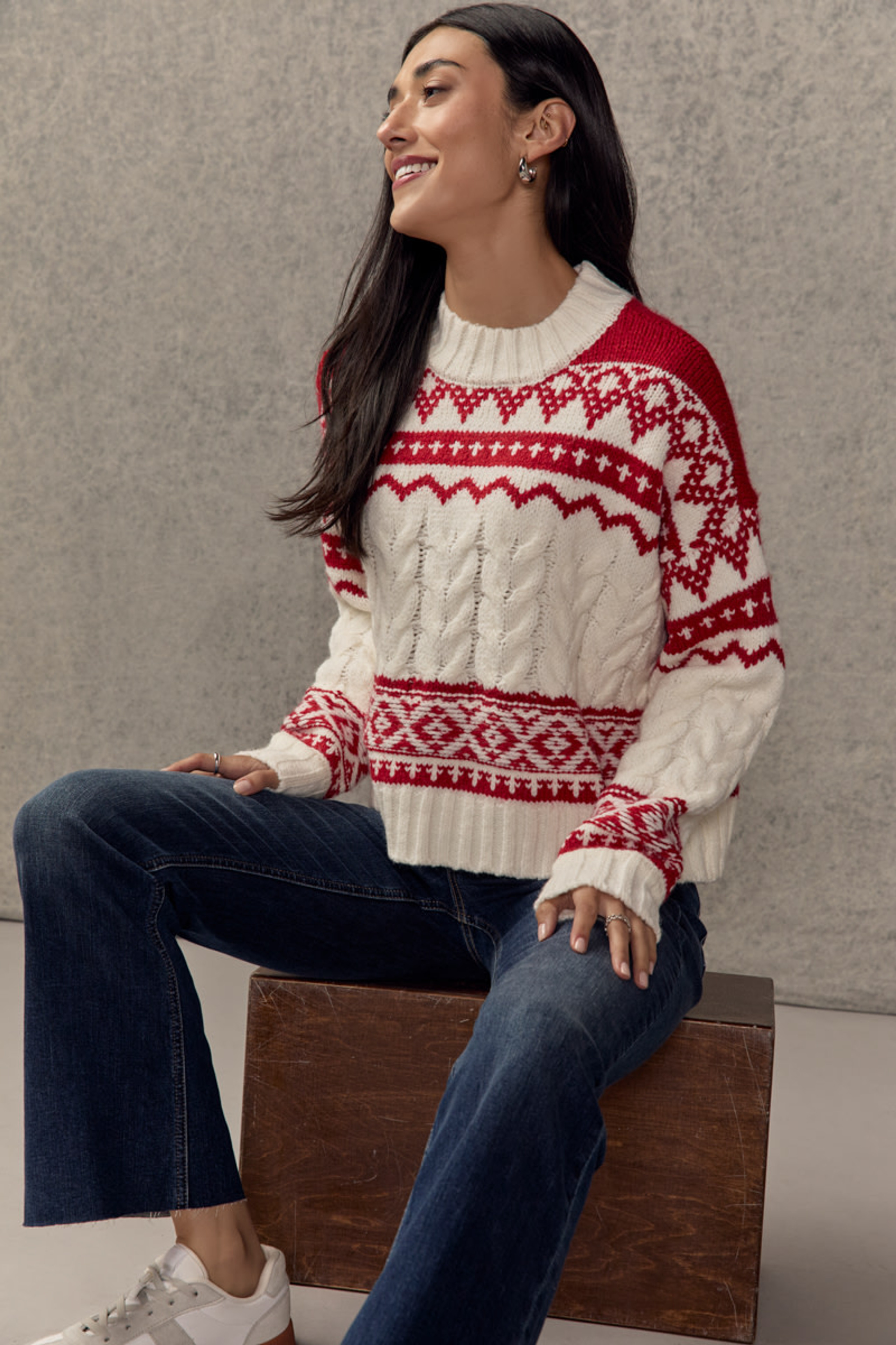Judy Mock Neck Fairisle Pullover Sweater | Francesca's