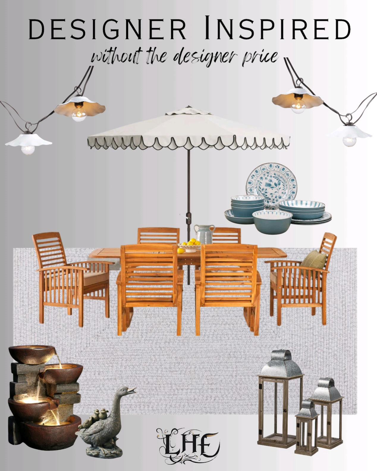 Affordable and Curated patio look for less! Shop by clicking the thumbnails below 👇... outdoor patio furniture,patio furniture, outdoor table, outdoor dining table, outdoor dinnerware, spring tablescape, patio inspo, patio refresh, affordable patio finds, water feature, outdoor water feature, Lanterns, designer inspired, outdoor living, looks for less, outdoor decor, outdoor lights, outdoor umbrella, patio umbrella, pottery Barn Dupe,pottery Barn looks for less,looks for less 

#LTKSaleAlert #LTKHome #LTKWatchNow