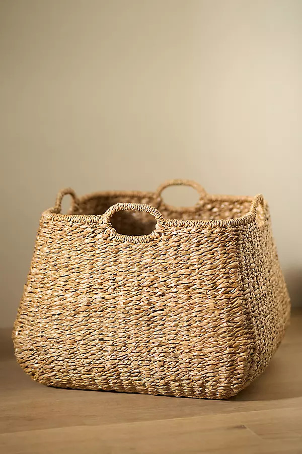 Braided Seagrass Four-Handled Basket | Anthropologie (US)