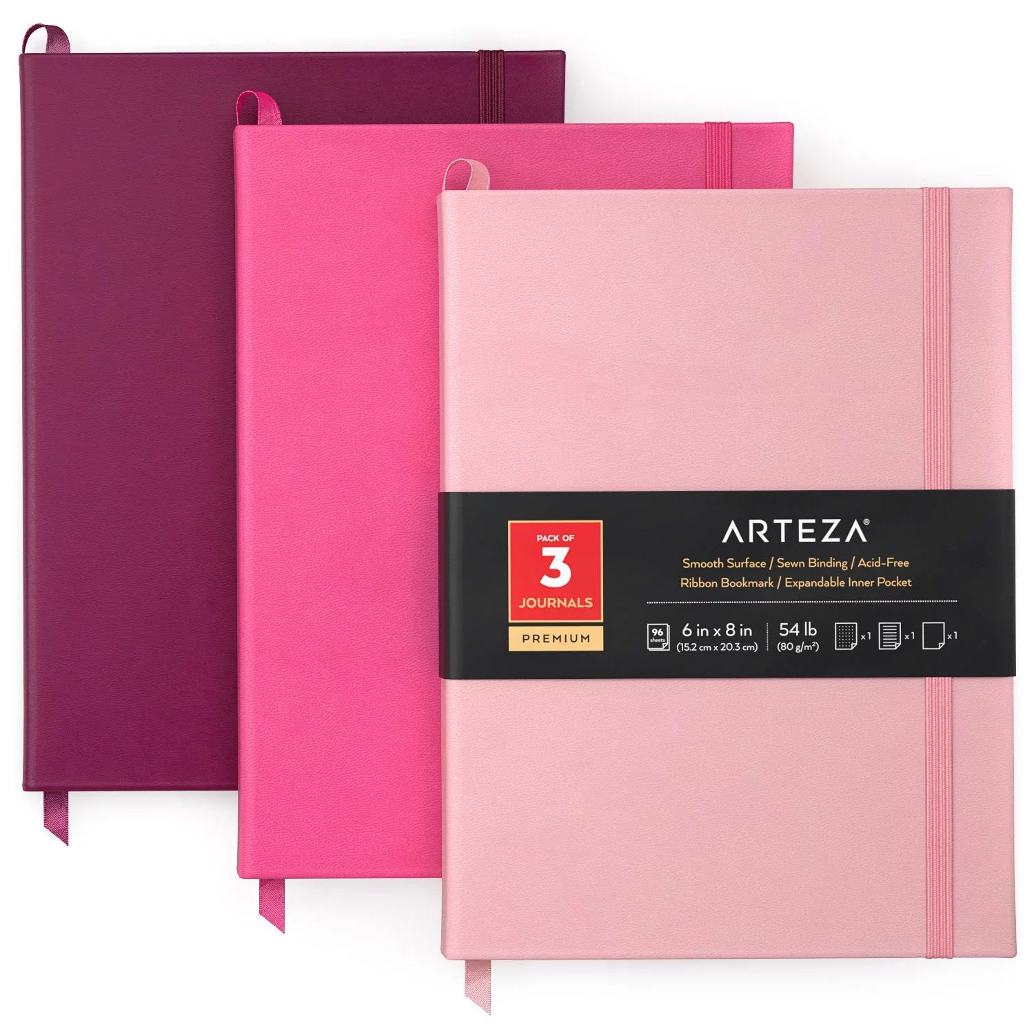 Arteza Premium Paper Note Journal Variety Pack, Pink - 3 Pack | Walmart (US)