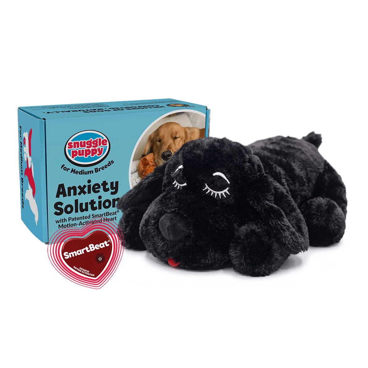 Snuggle Puppy\u00ae Black - Heartbeat Toy for Dark Fur Dogs | Snuggle Puppy