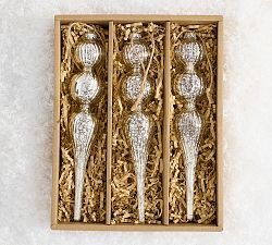 Mercury Glass Icicle Ornaments - Set of 3 | Pottery Barn (US)