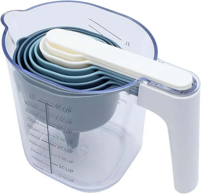 COOK WITH COLOR Measuring Cup Set - 9 PC. Nesting Stackable Liquid Measure Cup, Dry Measuring Cup... | Amazon (US)