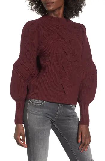 Women's Bp. Cable Knit Puff Sleeve Sweater | Nordstrom