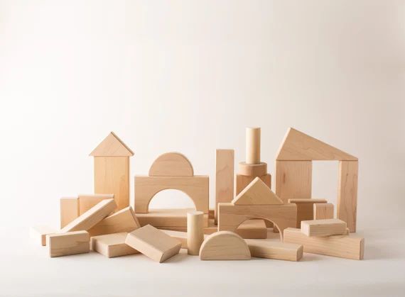 Natural Wooden Building Blocks Junior Set 29 Pieces | Etsy | Etsy (US)