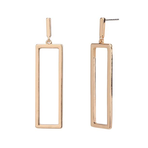 Time And Tru Female Gold Plated Rectangular Cutout Earring - Walmart.com | Walmart (US)