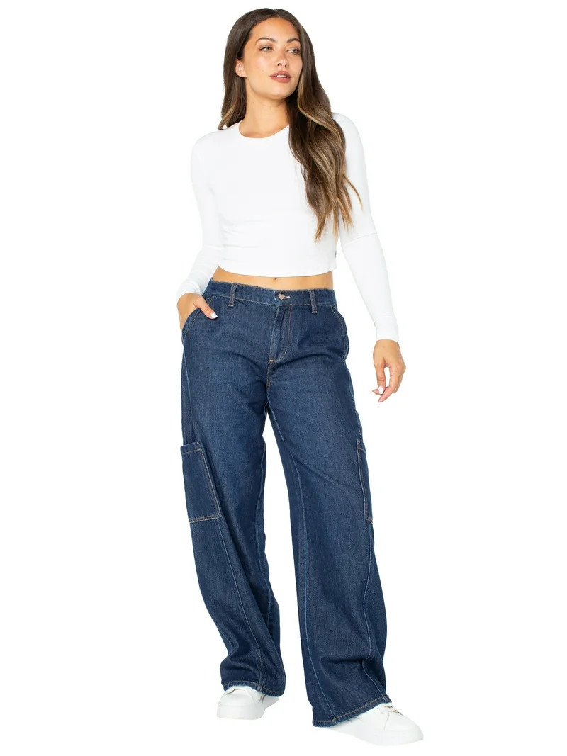 Celebrity Pink Women's and Women's Plus Cargo Wide Leg Jeans, Sizes XS-4X | Walmart (US)