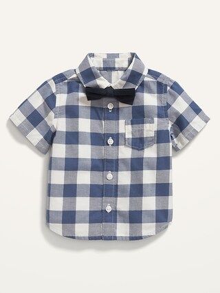 Short-Sleeve Gingham Pocket Shirt &#x26; Bow-Tie Set for Baby | Old Navy (US)