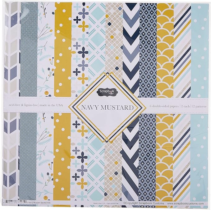 Scrapbook Customs 37495 Themed Paper Scrapbook Kit, Navy Mustard | Amazon (US)
