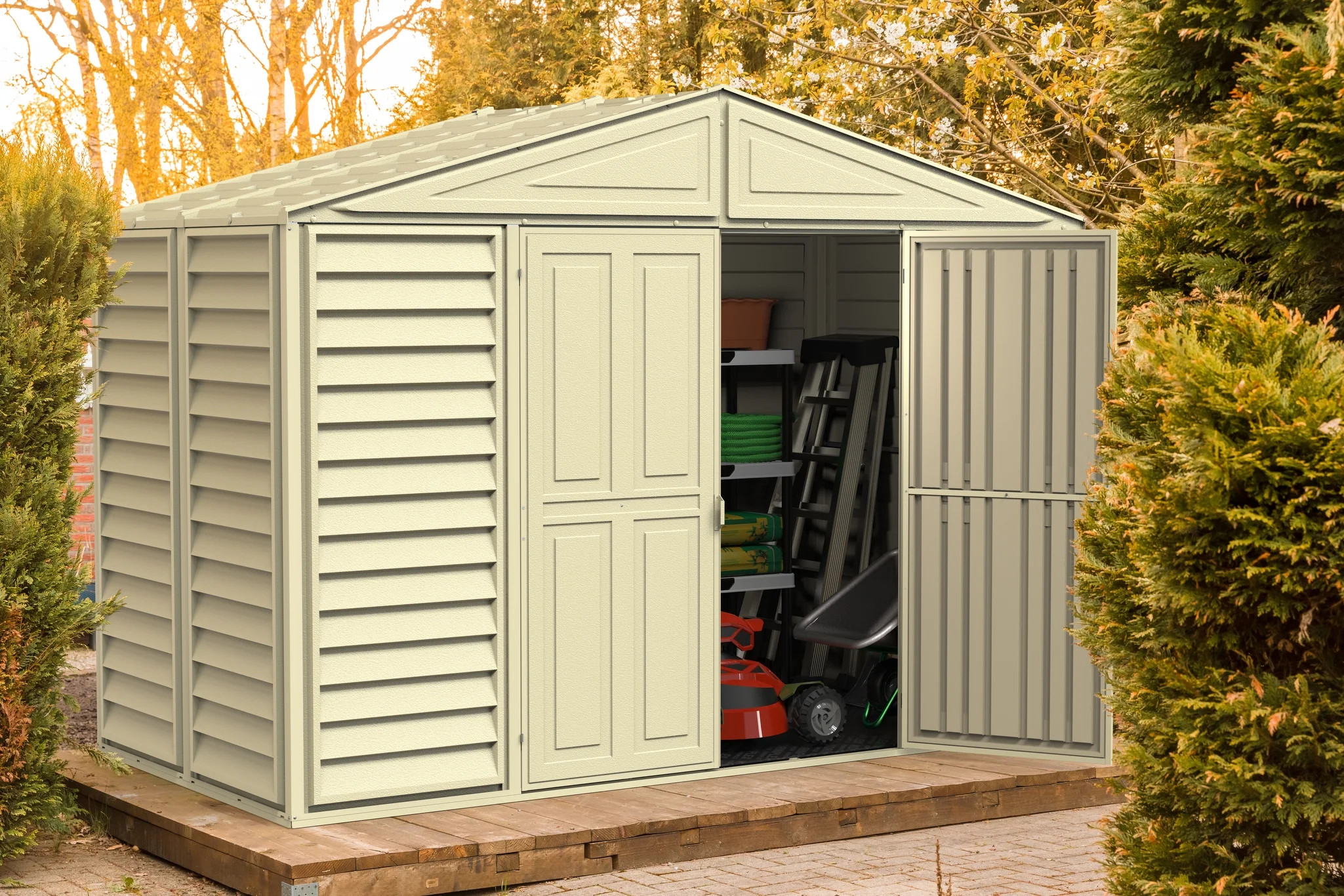 Duramax Building Products 10.5' x 5' ft. WoodBridge Vinyl Storage Shed with Foundation - Walmart.... | Walmart (US)