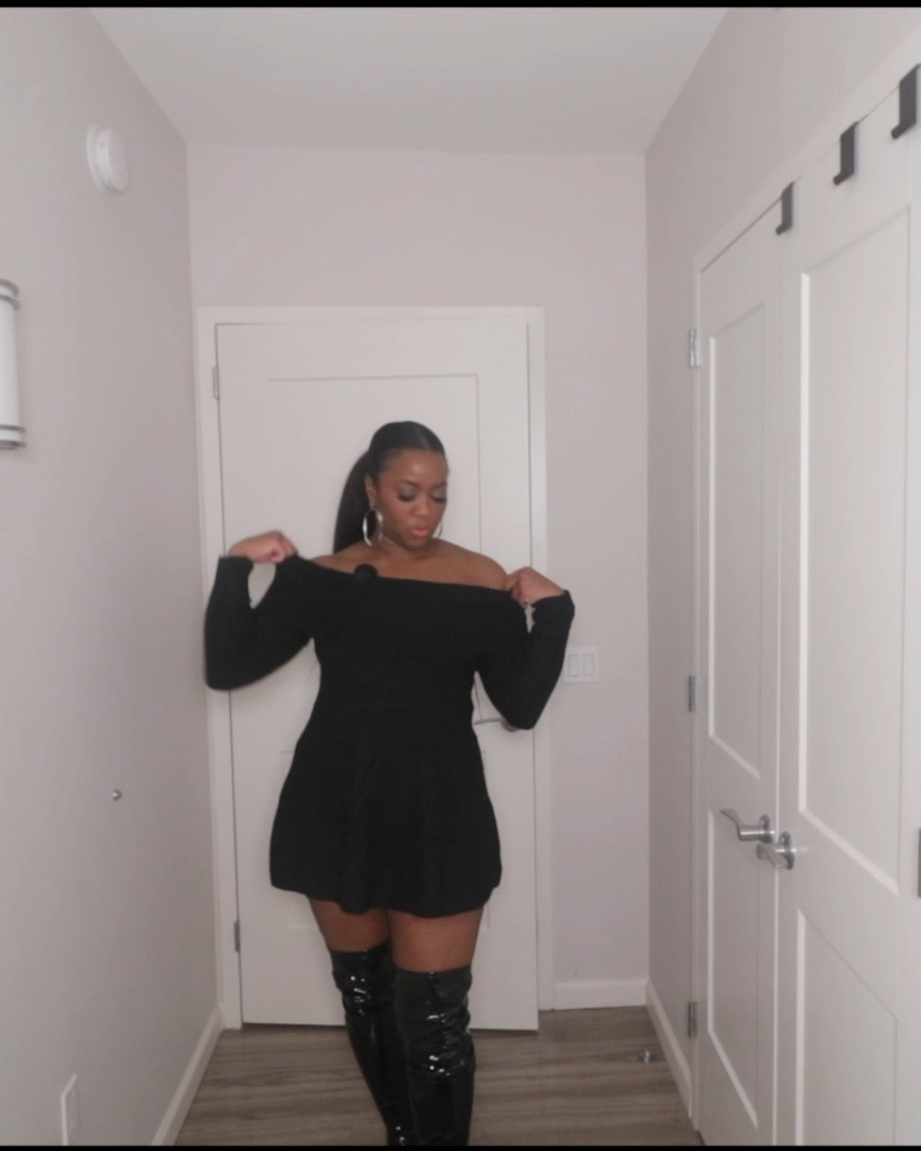 Off the shoulder fit and flare sweater dress from Urban Outfitters. Wearing XL 

#LTKover40 #LTKmidsize #LTKHolidaySale