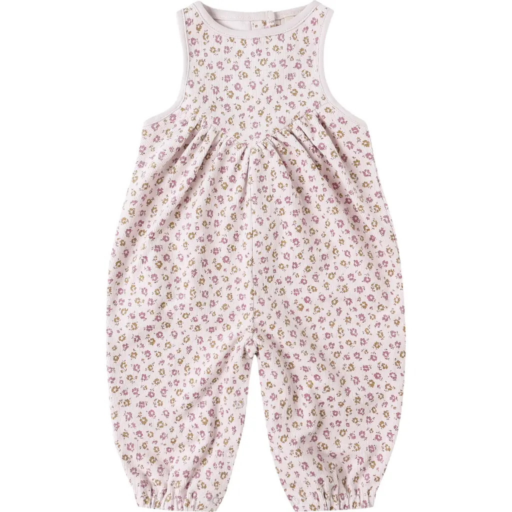 QUINCY MAE Maisie Wildflowers Organic Cotton Overall Romper in Lilac at Nordstrom, Size 12-18M | Nordstrom
