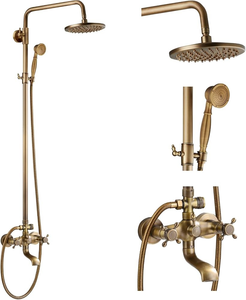 gotonovo Exposed Bathroom Shower Faucet Wall Mounted Shower System 8 Inch Shower Head and Tub Spo... | Amazon (US)