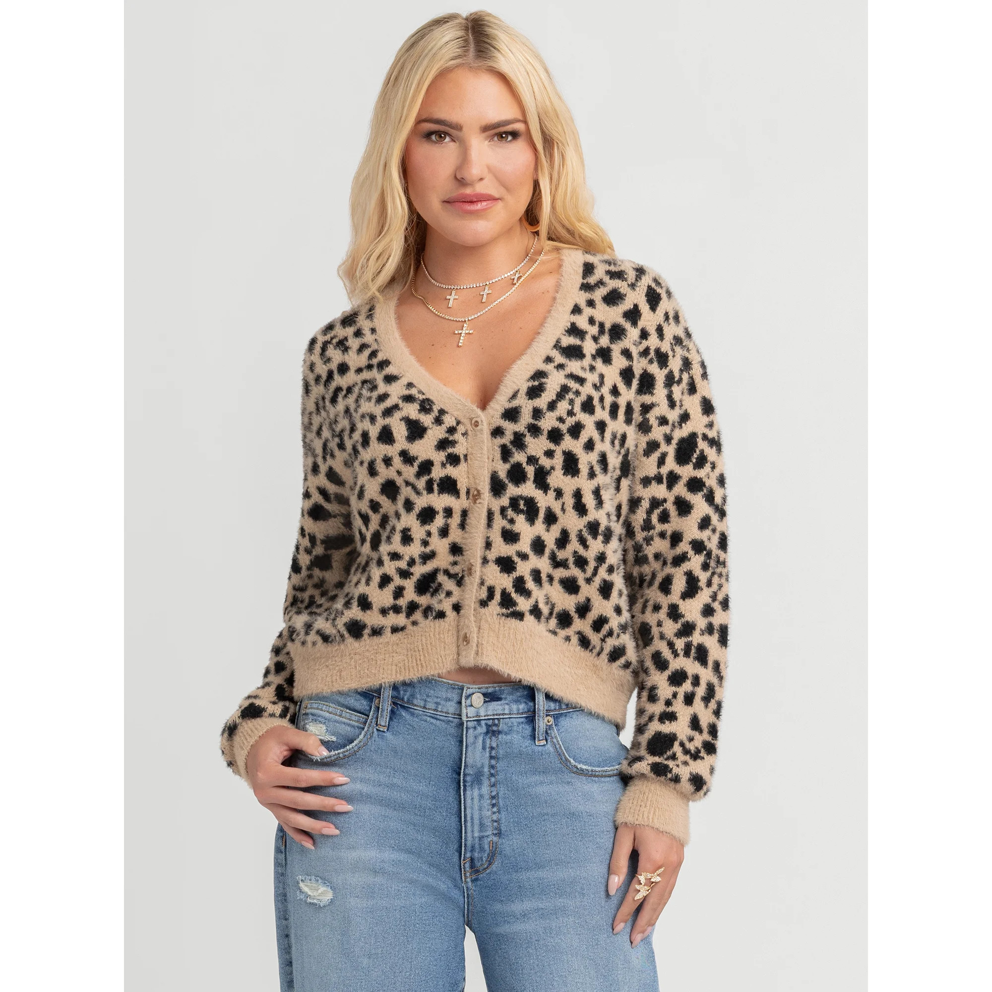 Jessica Simpson Women's Dionne Eyelash Cardigan Sweater, Midweight, Sizes XS-XL | Walmart (US)