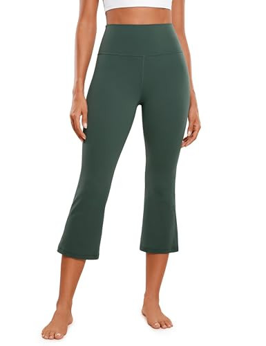 CRZ YOGA Womens Butterluxe High Waisted Flare Capris Leggings 23" - Bootcut Yoga Pants Cropped Lounge Casual Comfy Dark Forest Green X-Large | Amazon (US)