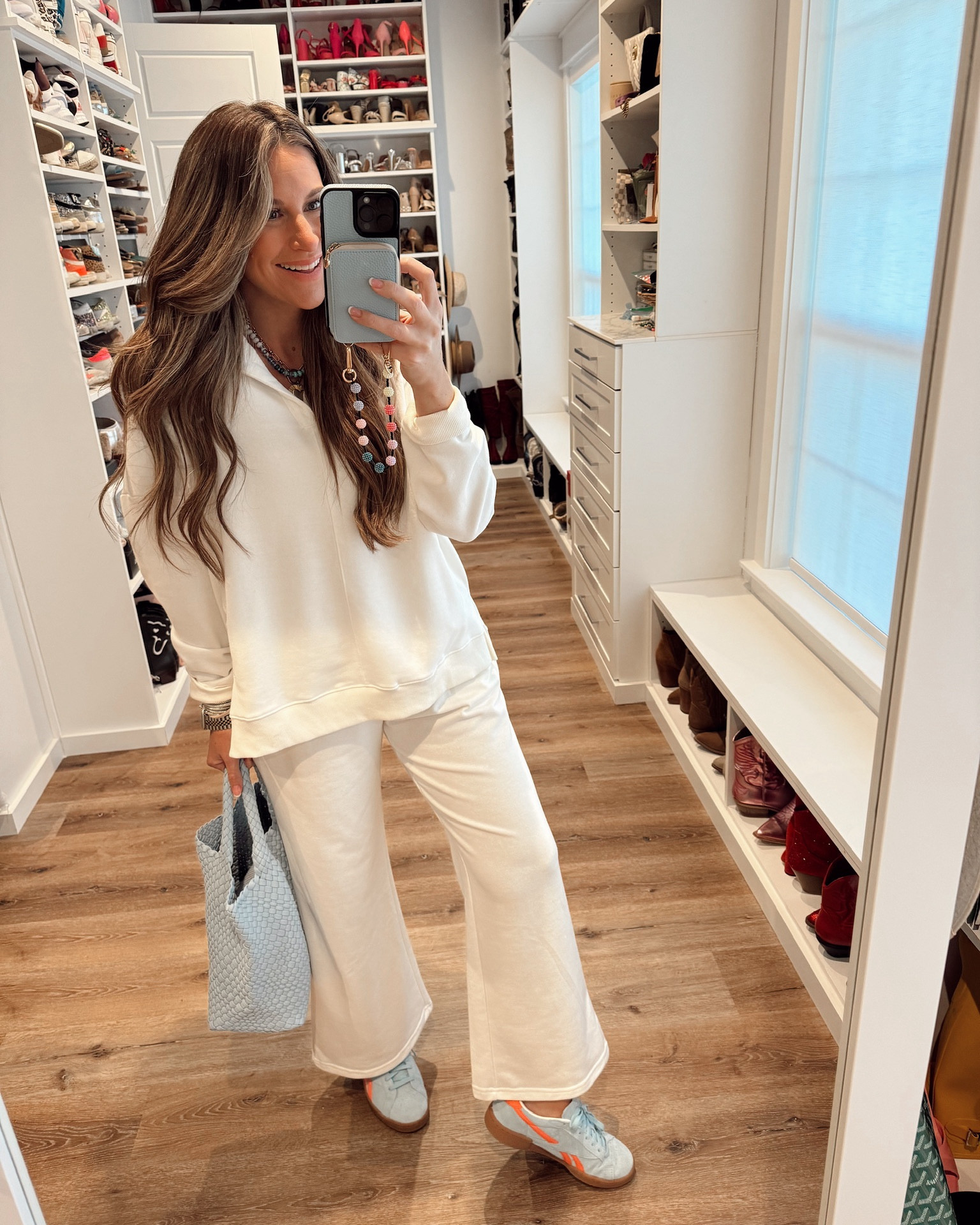 In a large 2 piece set with v neck sweatshirt and wide leg pants for postpartum outfit - fits tts.

#LTKStyleTip #LTKFindsUnder50 #LTKBaby