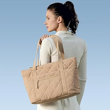 befen Laptop Tote Bag for Women 15.6 Inch, Lightweight Puffer Tote Bag, Quilted Work Travel Gym T... | Amazon (US)
