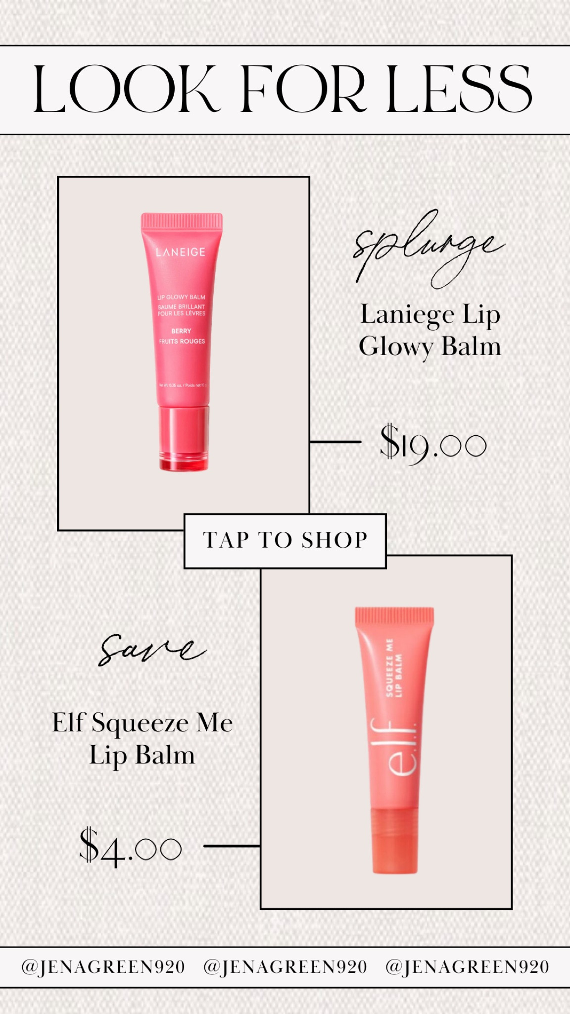 Splurge vs Save | Laneige Look for Less | Laneige Save vs Splurge | Elf Lip Balm 

#LTKbeauty #LTKstyletip #LTKfindsunder50