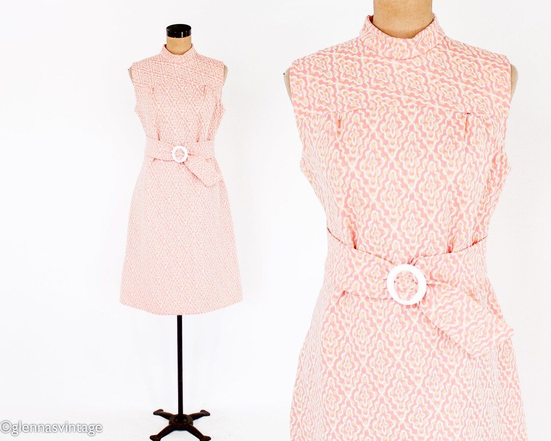 1960s Coral Shift Dress  60s Mod Peach Double Knit Dress  - Etsy | Etsy (US)