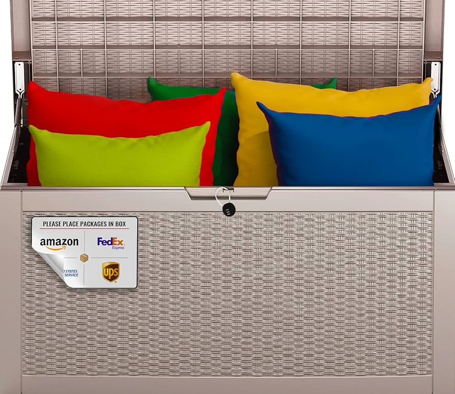 QFAR 100 Gal Deck Box, Large Outdoor Storage Box Waterproof as Porch & Patio Furniture for Pool T... | Amazon (US)