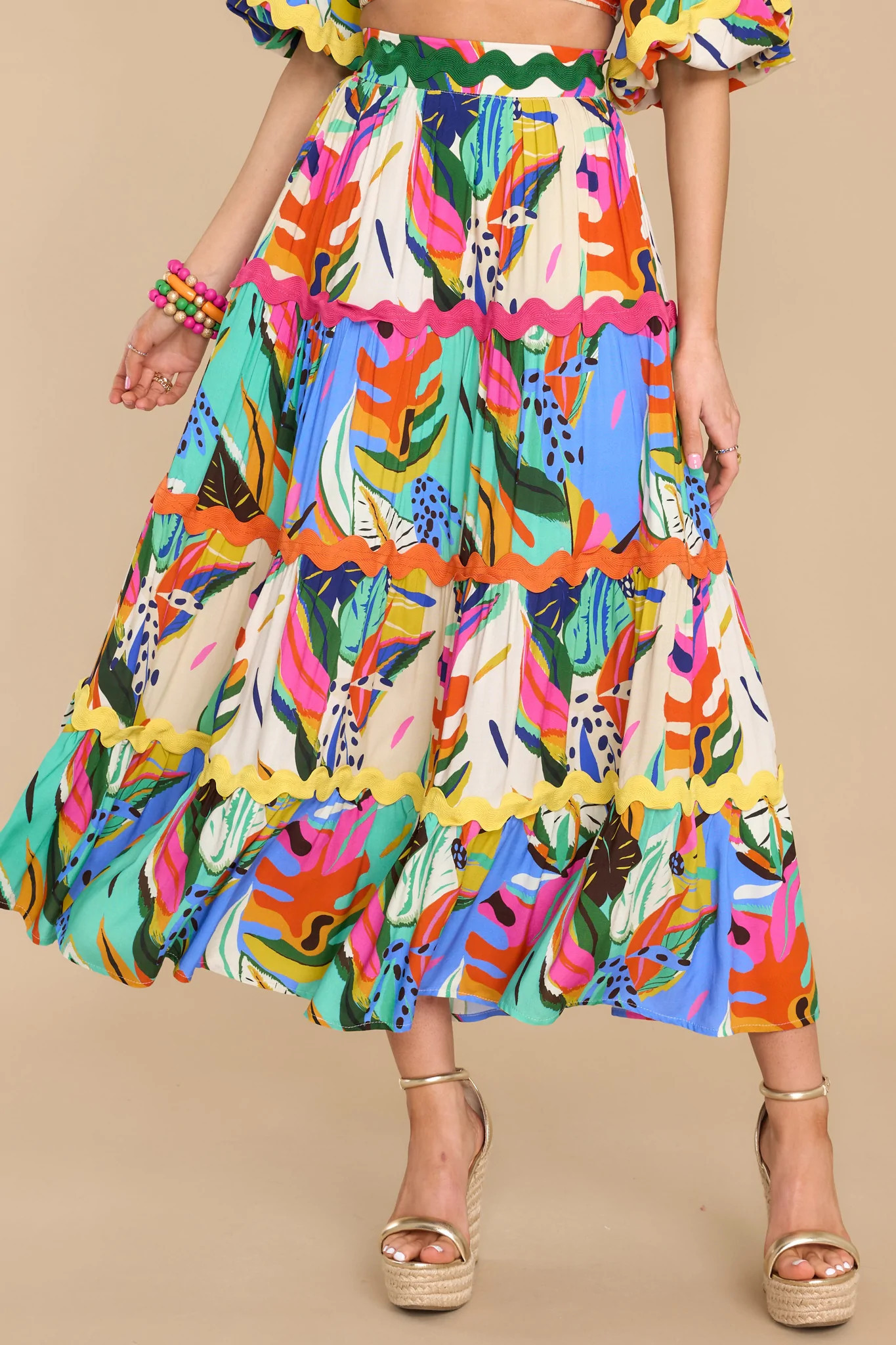 Pure Bliss Turquoise Multi Print Skirt | Red Dress 