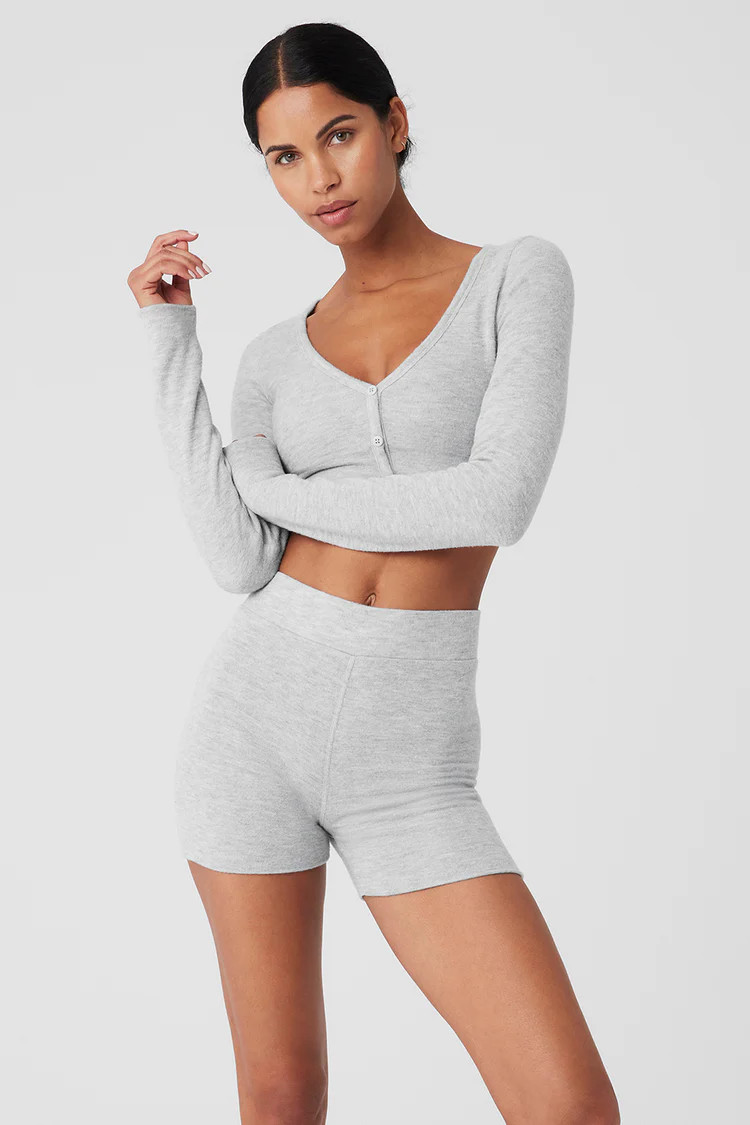 Alolux Cropped Me Time Cardigan - Athletic Heather Grey | Alo Yoga (US)