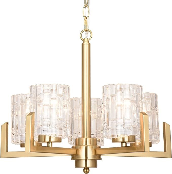 ALICE HOUSE 19.3" Dining Room Chandeliers, Brushed Brass Contemporary Coastal Lighting Fixture fo... | Amazon (US)