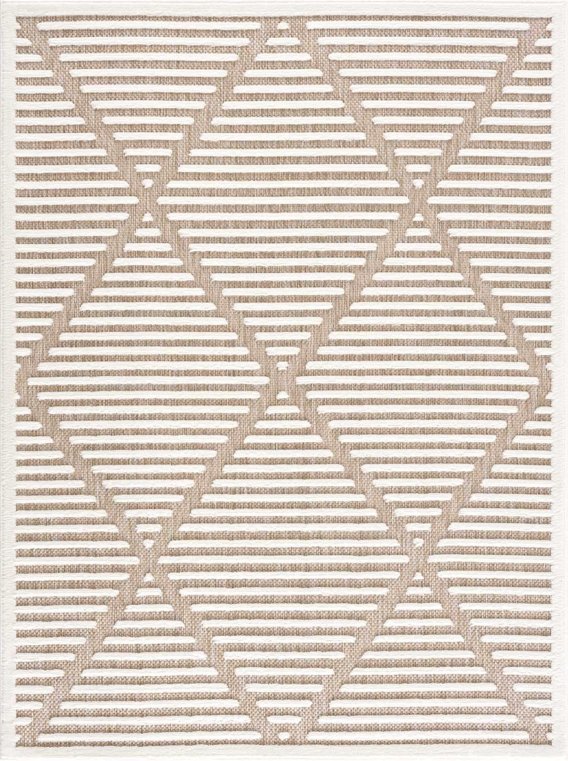 Hauteloom Anah Living Room, Bedroom Patio Outdoor Area Rug - Beige, White, Brown - 6'7" x 9' | Amazon (US)