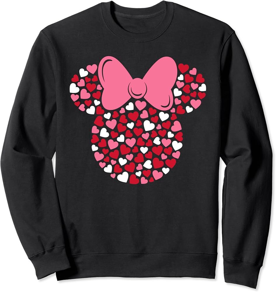 Disney Minnie Mouse Icon Pink Hearts Valentine's Day Sweatshirt | Amazon (US)