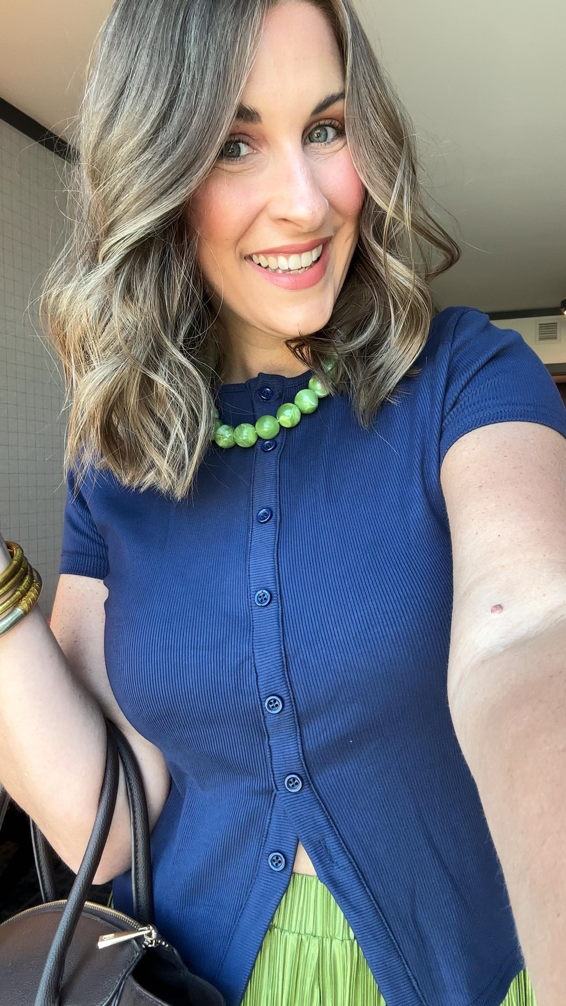 Navy + green is such a good color combo 💙💚 The statement necklace pulls it all together!!! Q

#LTKootd #LTKSeasonal #LTKgrwm