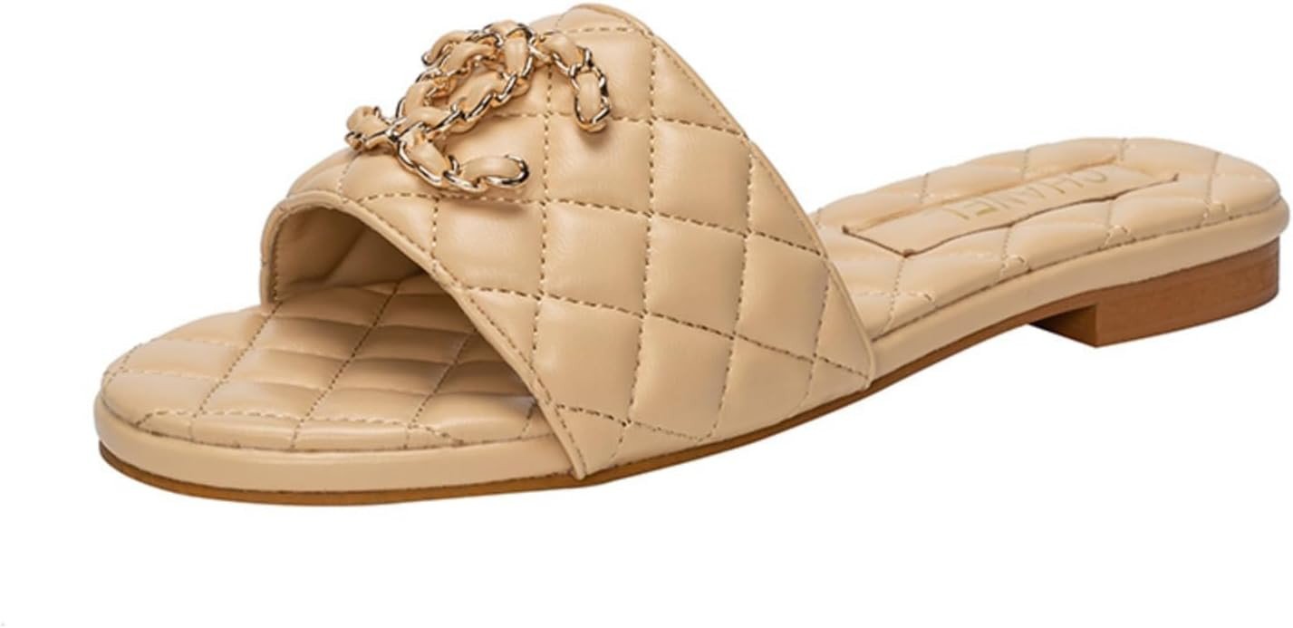 Women's sandals Open Toe Slide Sandals Cute Slip on Flat Sandals for Summer | Amazon (US)