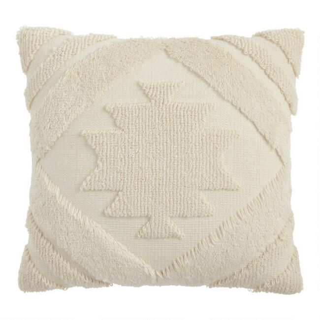 Ivory Geometric Medallion Indoor Outdoor Throw Pillow | World Market