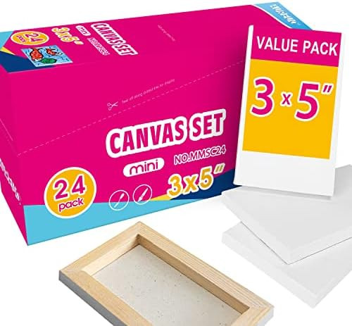 AUREUO Mini Stretched Canvas - 3x5 Inch/24 Pack - 2/5 Inch Profile Little Square Canvas - Holiday... | Amazon (US)