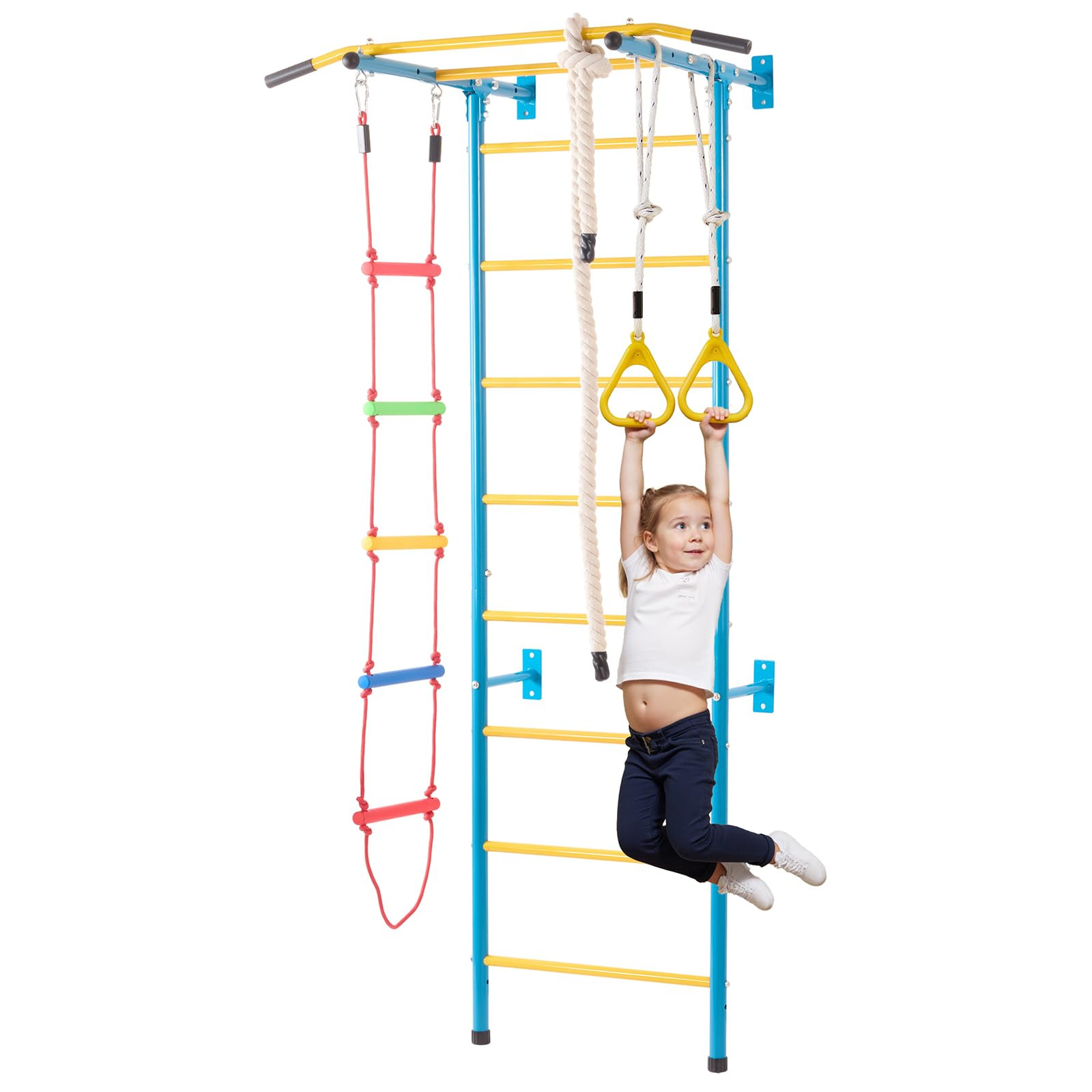 VEVOR Indoor Jungle Gym for Toddlers, 5-in-1 Climbing Playset with Carbon Steel Swedish Ladder, W... | Amazon (US)