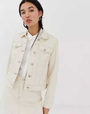 Selected Femme ecru denim jacket with contrast stitching | ASOS US