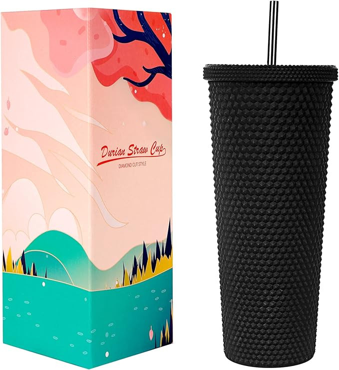 DREAMING MY DREAM 24Oz Studded Cups Tumbler with lid And Straw, Double Wall Insulated Matte Cup, ... | Amazon (US)