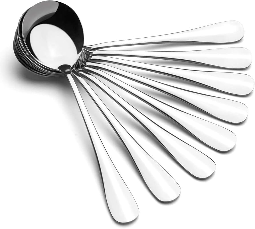 Soup Spoons, Wholesale Spoons Silverware, Round Stainless Steel Spoon Set of 8 | Amazon (US)