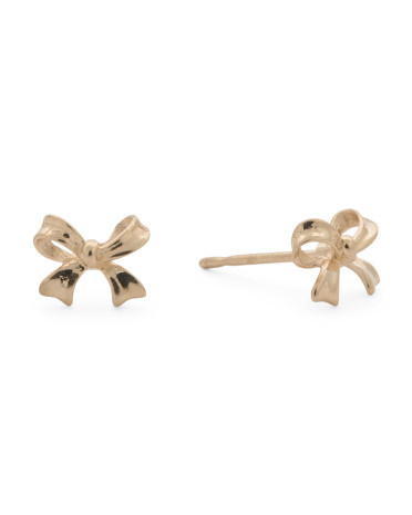 14kt Gold Wide Bow Stud Earrings | TJ Maxx