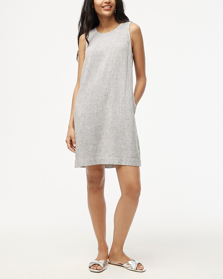 Striped linen-blend shift mini dress | J.Crew Factory