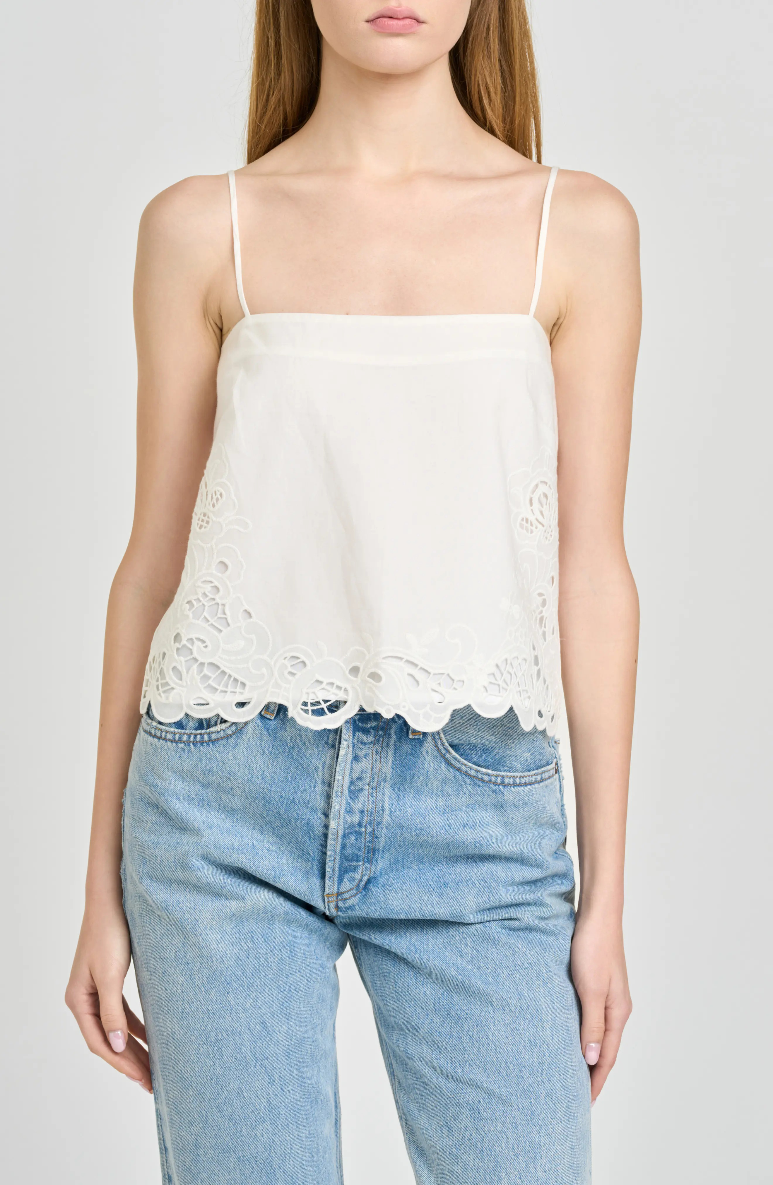 x Hannah Lovey Porter Lola Embroidered Detail Cotton Camisole (Nordstrom Exclusive) (Women) | Nor... | Nordstrom